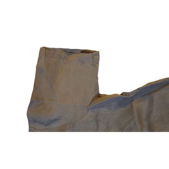 Pronto‎ Uomo 100% Linen Short Sleeve Button Down Shirt Brown Size L Designer - Picture 13 of 16